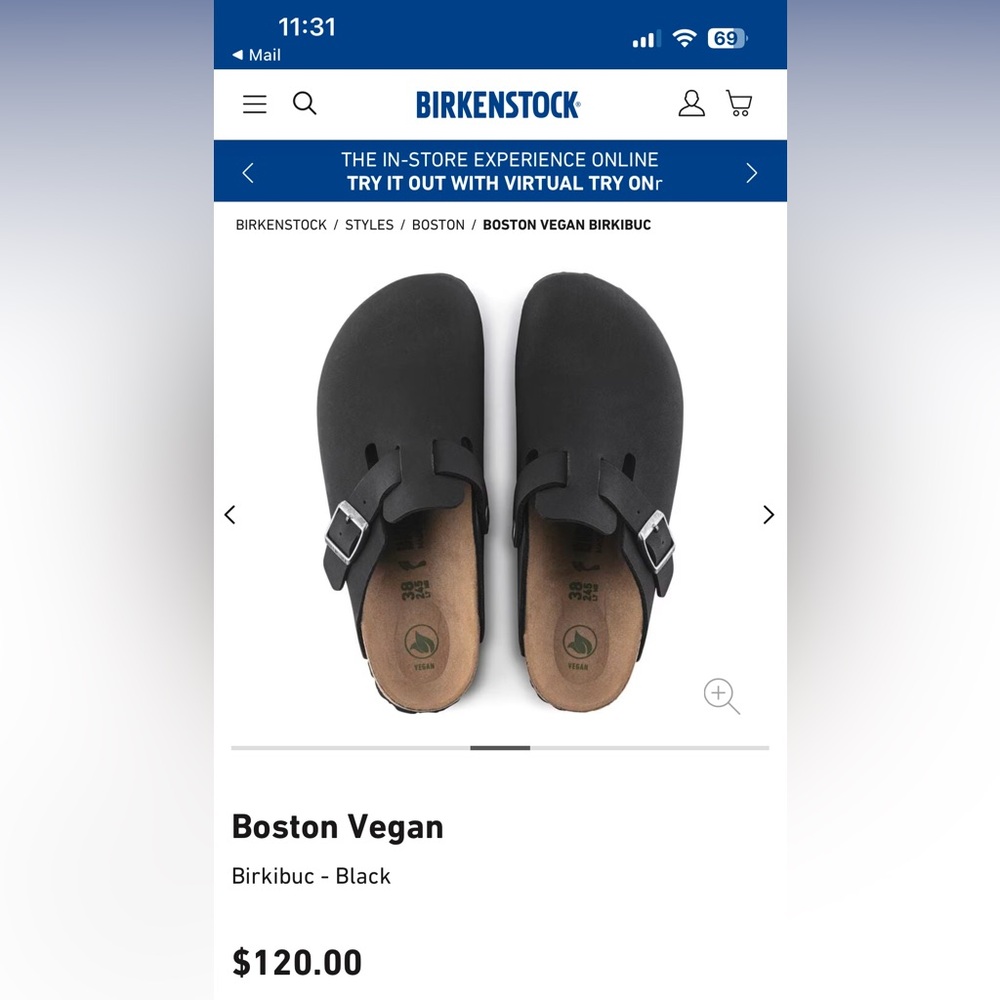 Boston Vegan Birkibuc - Black 38 Euro 7 - 7.5 US